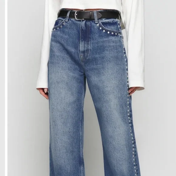 Reformation cary high rise slouchy wide leg short jeans - Picture 3 of 4